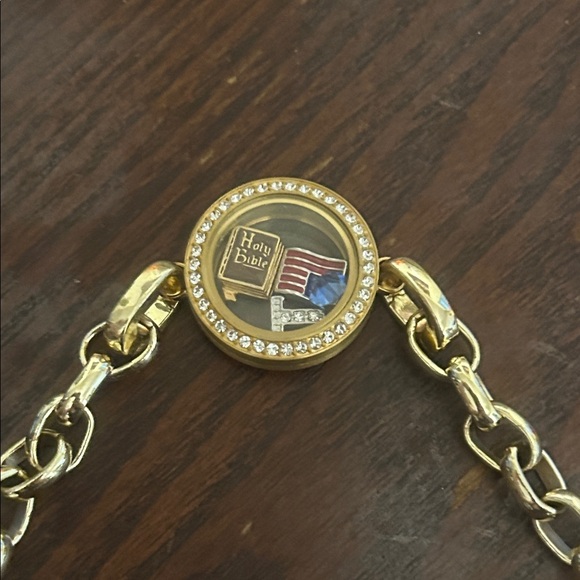 2 ORIGAMI OWL Gold Toned Chain Bracelet With Charms - Picture 7 of 8